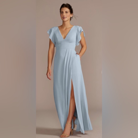 Dusty Blue Bridesmaid Dress - Picture 1 of 2